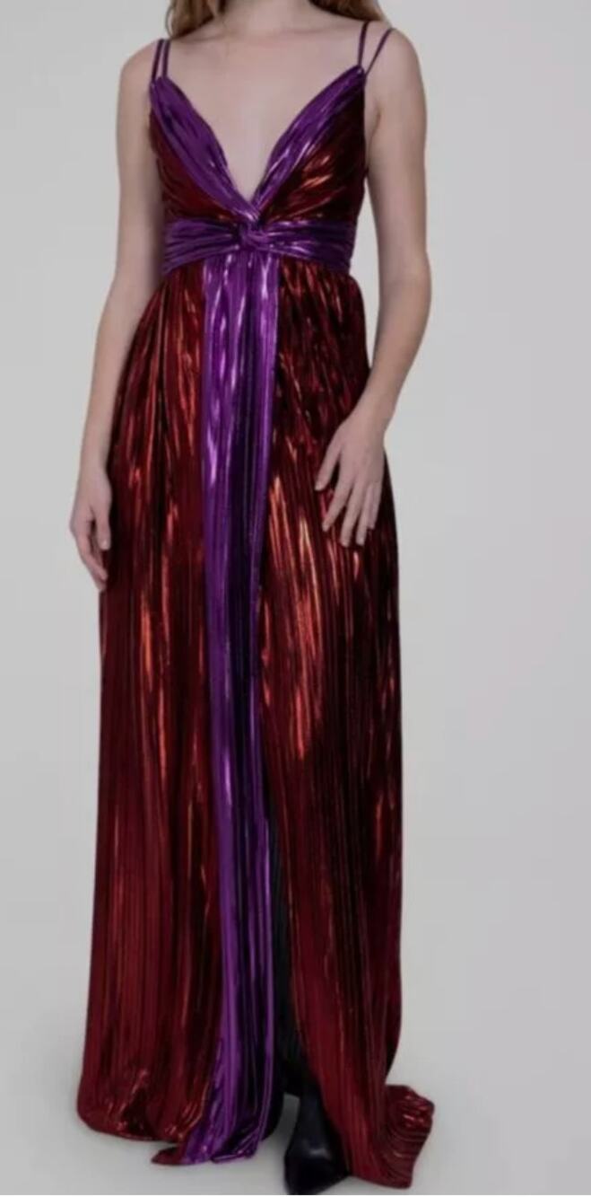 Sabina Musayev Women's Red Purple Kaia Two-Tone Foil Maxi Dress XL